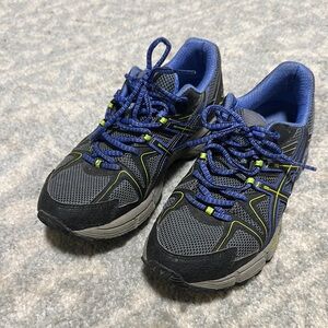 Men's or woman’s Black and Blue asics snickers shoes